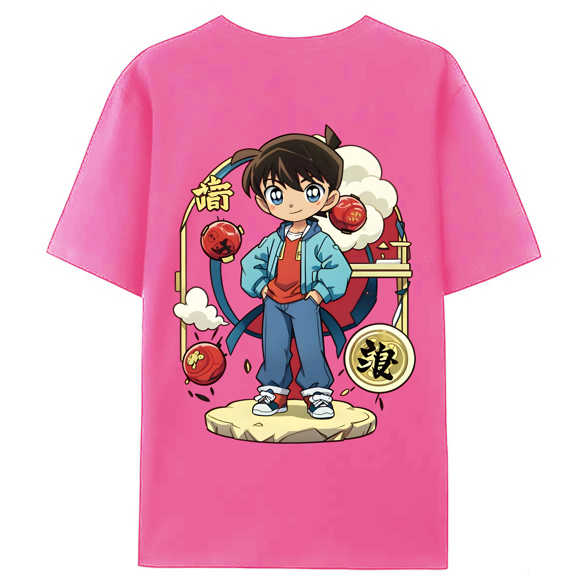 （画像用） 名探偵コナン 江戸川 コナン Detective Conan Conan Edogawa レディース半袖Tシャツ(バックプリント)